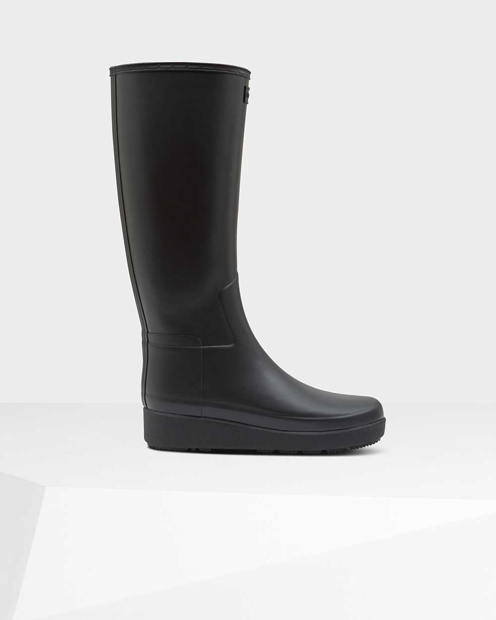 Hunter Women's Refined Slim Fit Creeper Tall Tall Wellington Boots Black,FCWL62170